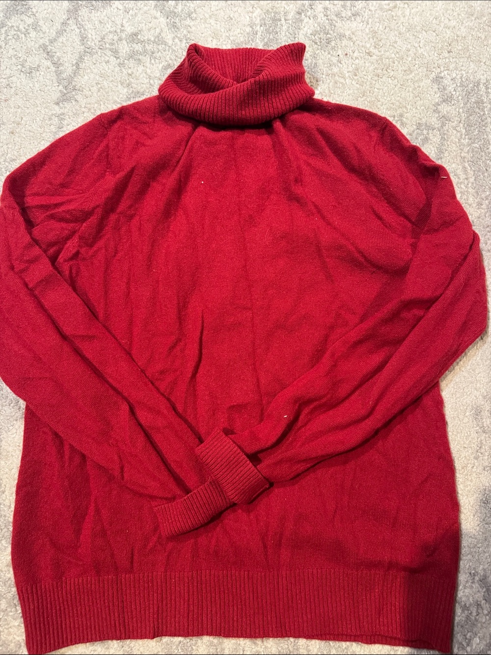 Lands End 100% Cashmere Classic Red Turtleneck Sweater
